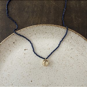 Colar Orla Cristais Azul - Pingente Cristal