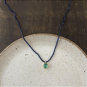 Colar Orla Cristais Azul - Pingente Verde