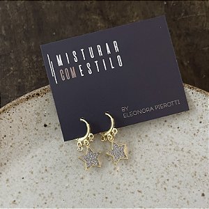 Argola Betina G - Estrela com Ródio