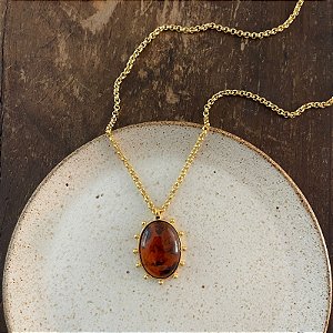 Colar Aurora Oval Longo - Tartaruga