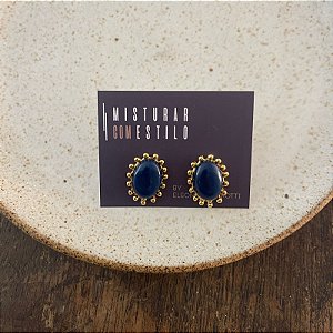 Brinco Aurora Resina Oval - P - Marinho