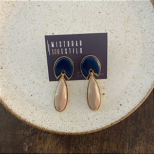 Brinco Orla Gota - Marinho com Nude