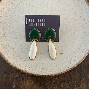 Brinco Orla Gota - Verde com Branco