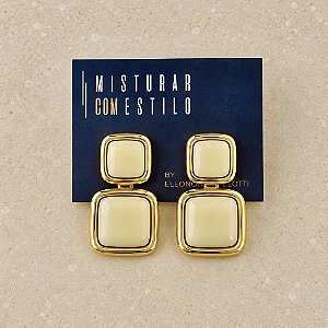 Brinco Orla Pedra Quadrada - Manteiga