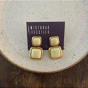 Brinco Orla Pedra Quadrada - Manteiga