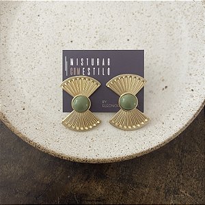 Brinco Lumière Laço com Pedra - Verde Oliva