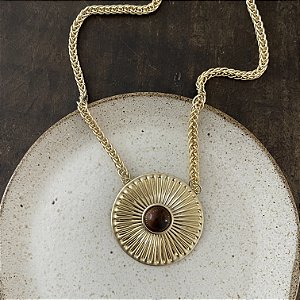 Colar Lumière Medalhão Sol - Tartaruga