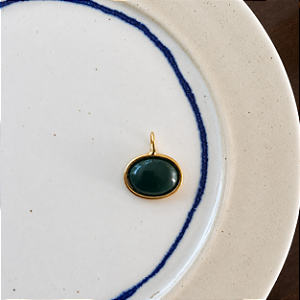 Pingente Oval de Resina - Verde Musgo