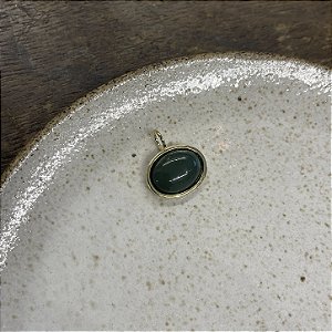 Pingente Oval de Resina - Verde Musgo