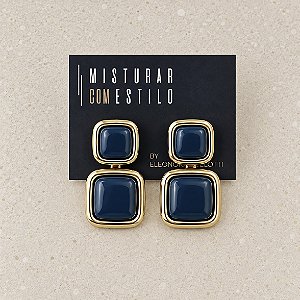 Brinco Orla Pedra Quadrada - Azul Petróleo