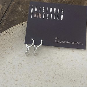 Argola Betina Mini Flor de Zircônias - Ródio