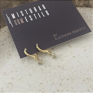 Argola Betina Mini Flor de Zircônias - Dourado