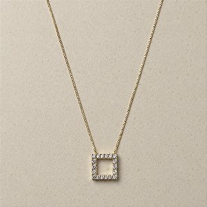 Colar Quadrado de Zircônias - Dourado
