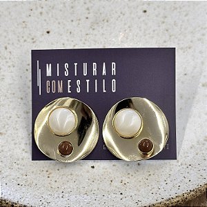 Brinco Orla Chapa - Madrepérola e Café