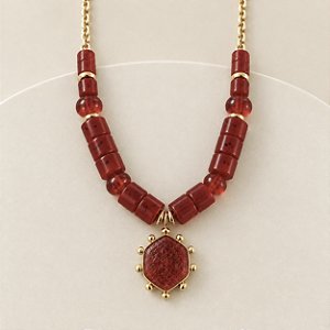 Colar Boho Medalha - Vermelho