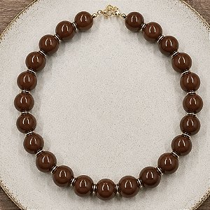 Colar Boho Esferas - Café