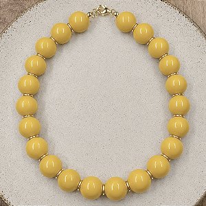 Colar Boho Esferas - Mostarda