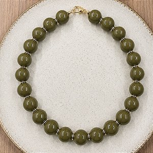 Colar Boho Esferas - Oliva