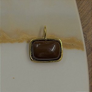 Pingente Retangular de Resina - Café