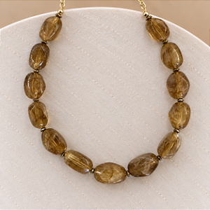 Colar Boho Resina Orgânico - Caramelo