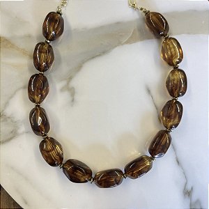 Colar Boho Resina Orgânico - Tartaruga