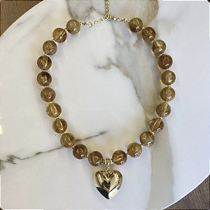 Colar Boho Coração - Caramelo
