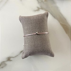 Pulseira de Seda Estrela - Ródio - Rosa