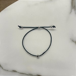 Pulseira de Seda Estrela - Ródio - Verde