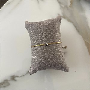 Pulseira de Seda Estrela - Ródio - Caramelo