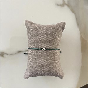 Pulseira de Seda Espírito Santo - Ródio - Verde