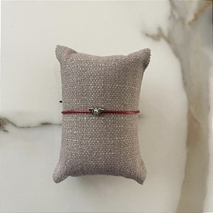 Pulseira de Seda Espírito Santo - Ródio - Vermelho
