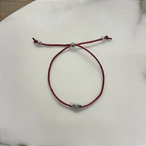 Pulseira de Seda Espírito Santo - Ródio - Vermelho