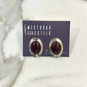 Brinco Orla Oval Canelado - Marsala