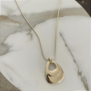 Colar Orla Gota Vazada Longo Dupla - Dourado