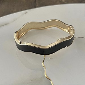 Bracelete Orla Onda Esmaltado - Preto