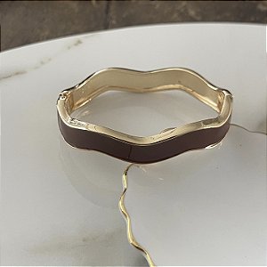 Bracelete Orla Onda Esmaltado - Marrom