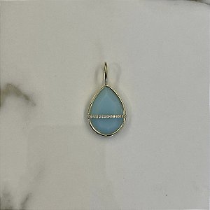 Pingente Gota com Zircônia - Turquesa