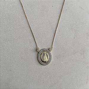 Colar N. S.de Aparecida - Dourado com Ródio