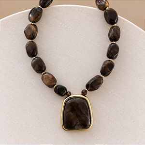 Colar Boho Pedras Max Orgânico - Café