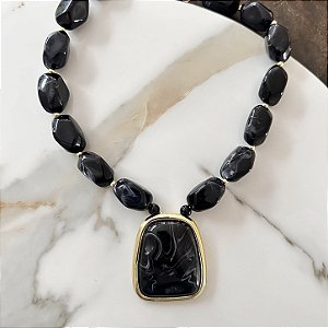 Colar Boho Pedras Max Orgânico - Preto