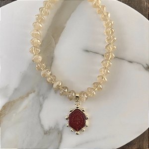 Colar Boho Disco Medalhão - Nude