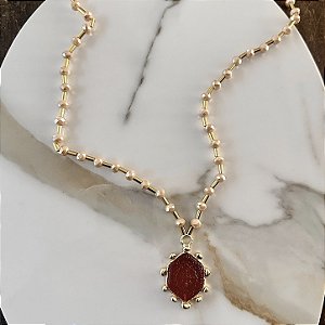 Colar Boho Medalhão Cristais e Canutilhos - 7mm
