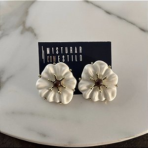 Brinco Orla Flor - Off - Café