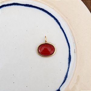 Pingente Oval de Resina - Terracota
