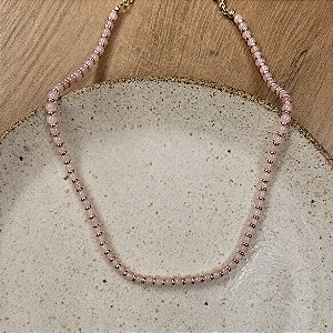 Colar Pedras Naturais Infantil - P - Rosa Bebê Degradê