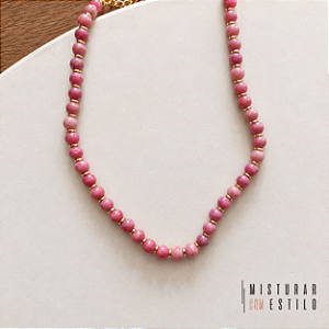 Colar Pedras Naturais - G - Rosa Seco