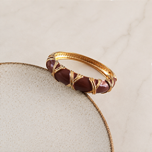 Bracelete Orla Esmaltado Trama Dourada - Cappucino