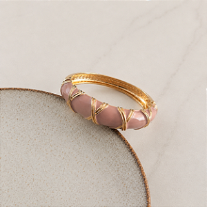 Bracelete Orla Esmaltado Trama Dourada - Rosê