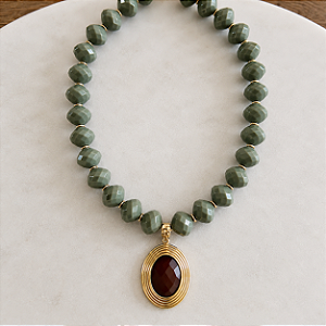 Colar Boho Helena - Verde com Café