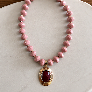 Colar Boho Helena - Rosa com Marsala